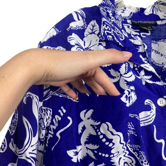 CounterParts Hawaiian Blue Floral Short Sleeve Top Size Large - Picture 3 of 9